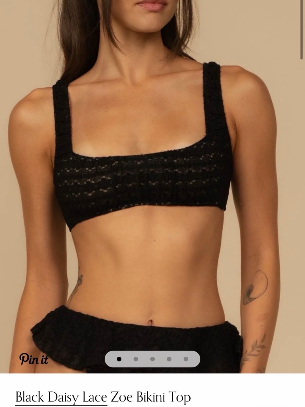 Montce Black Daisy Lace Zoe Bikini Top